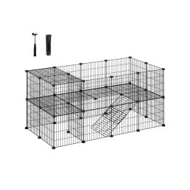 Pet Playpen - SOLNOS 2-Floor Metal Small Animal Enclosure - Black