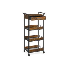 Storage Trolley - ORARAH Rolling 4 Tier Rustic Brown