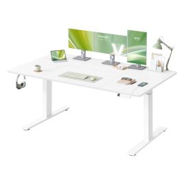 HADOSY Electric Standing Desk with USB-C Port - Matte White - 160 x 80cm