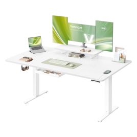 MOLUPO Electric Standing Desk with Drawer - Cloud White