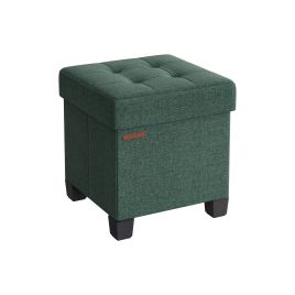 Ottoman Seats - LUSVAS Foldable Storage Ottoman with Feet - Retro Green