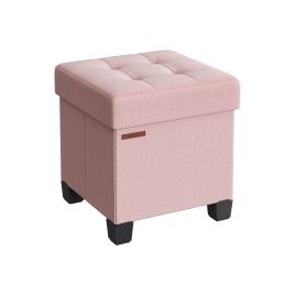 Ottoman Seats - LUSVAS Foldable Storage Ottoman with Feet - Jelly Pink