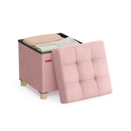Storage Ottoman - VELSO Velvet Storage Ottoman 38 x 38 x 40 cm - Jelly Pink