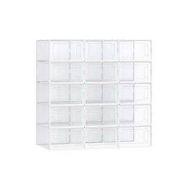 ASTRAH Shoe Box - 15 Pack Transparent Small Sized ShoeBox - White