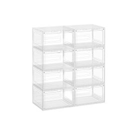 NOVNA Shoe Box - 8 Shelf Stackable Small Sized ShoeBox - White