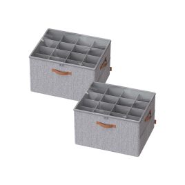 NOVNA Shoe Box - 32 Pair Set Adjustable Dividers Small Sized ShoeBox - Grey
