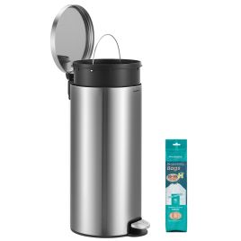 NOGOMU Metal Pedal Kitchen Bin - Silver