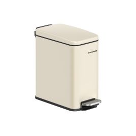 Bathroom Bin - MODRA Pedal Bin with Lid for Small Space - Sand Beige