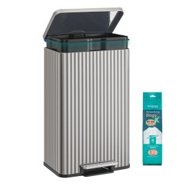 NONIDO Pedal Waste Bin with Soft Close Lid - Metallic Silver