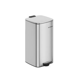 Kitchen Bin - MODRA 30L Steel Bin with Inner Bucket - Metallic Silver