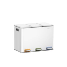 Kitchen Bin - TARTTO Triple Bin Pedal Operated - White