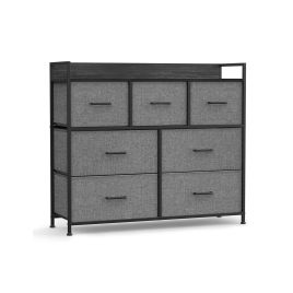 LATTICE Grey Chest of Drawers - Large-sized, 7 Drawers, Double