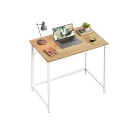 Computer Desk - FINLIA 80 cm Wide Natural Oak Pearl White