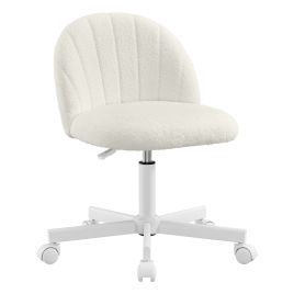 ORCISI Teddy Fleece Swivel Office Chair - White