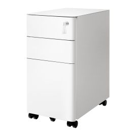 ALGEFY Steel Mobile File Cabinet with 3 Drawers - White