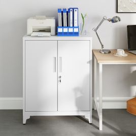 File Cabinet - LUSNA Multipurpose Garage Cabinet with 2 Doors - White