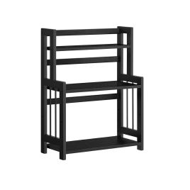 Spice Rack - SERRAH 3 Tier Countertop Bamboo Frame Rack - Ebony Black