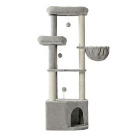 PEMYTY Cat Tree with Condo - Light Grey