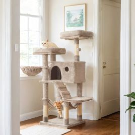 Cat Tree - MARRAE Ultra-Soft Tower Tree for Large Cats - Brown