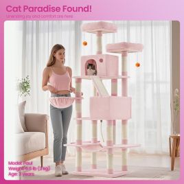Cat Tree - MARRAE Large Tower Scratching Posts Perches Hammock - Jelly Pink
