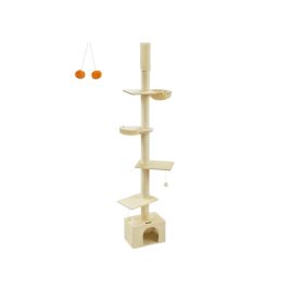 Cat Tree - MODRAE Floor to Ceiling Tower 231-291 cm - Beige