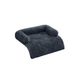Dog Sofa Bed - MONRA FluffyHug Large Faux Fur Bolster Bed - Dark Grey