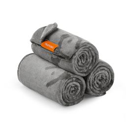 Pet Blankets - MARNA Flannel Pack of 3 Soft Cozy 127cm - Slate Grey