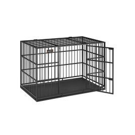 Dog Crate - SERNIA Heavy Duty Steel Large Dog Crate - Black