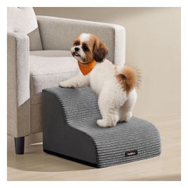 ROGYBY 2-Step Dog Stairs Corduroy Dog Steps for Bed - Slate Grey
