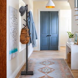 Coat Rack - ZARNIA Solid Wood Free Standing Hall Tree with 8 Hooks - Black