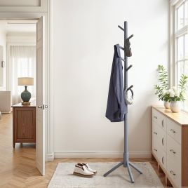 Coat Rack - ZARNIA Solid Wood Coat Rack Grey