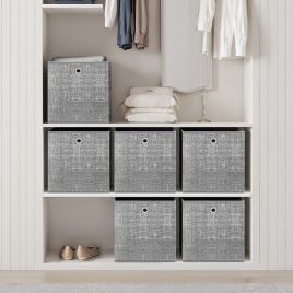 Storage Boxes - ZARNIA Set of 6 Non Woven Fabric Storage Organisers with Handle - Grey