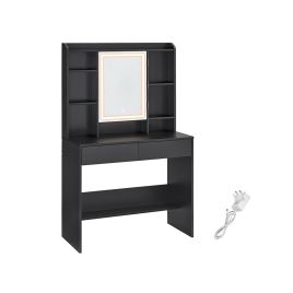 Dressing Table - SERVA LED Light Mirror Vanity Table - Black