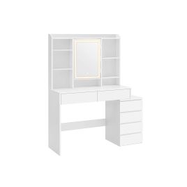 Dressing Table - LUMTA LED Lights and Drawers Vanity - White