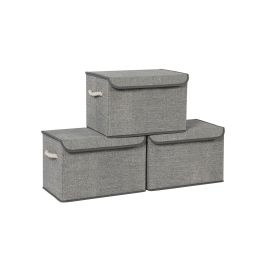 Set of 3 Fabric Storage Boxes with Lid