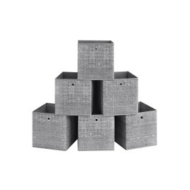 Set of 6 Storage Boxes Heathered Grey