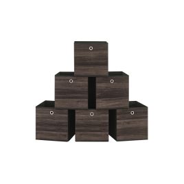 Storage Bins - VERNIA Foldable Storage Box Set of 6 with Handle - Chestnut Brown
