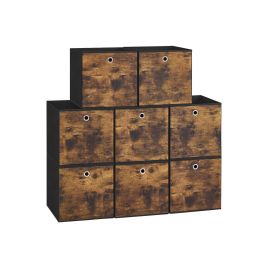 MARLOWICK Foldable Fabric Household Storage Drawers Set of 8 -Brown, 33cm