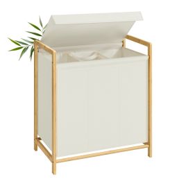 SISUDE 3 Compartment Laundry Basket 150L - Cream White