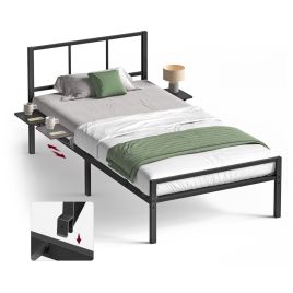 STNYDE Single Metal Bed Frame with Headboard - Natural Brown