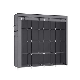 Clothes Wardrobe, Portable Closet, Garment Organiser Rack with 4 Hanging Rails, Shelves, 4 Side Pockets, 45 x 170 x 167 cm, Large Capacity for Bedroom, Living Room, Grey RYG094G02