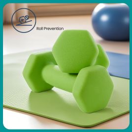 Dumbbell Set - LUSNOS Neoprene Hex Dumbbells with Stand - Green