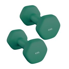 TASUGY Set of 2 Neoprene Dumbbells 2 x 4 kg - Jungle Green