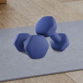 Dumbbells - LUSNOS Set of 2 Neoprene Hex 5kg Dumbbells - Aqua