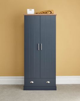 Kendal 2 Door Wardrobe with Drawer - Slate Blue