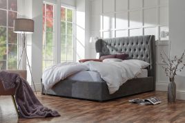 Dakota Pewter Winged Ottoman Bed Frame - Double 4ft6