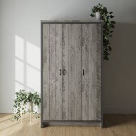 Wardrobe - BELONA 3 Door Wardrobe Grey 105.6cm