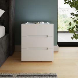 RYLAND 3 Drawer Smart Bedside Table - White