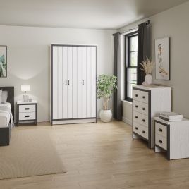 Wardrobe Set - BELONA 3 Door Bedroom Set 4 Piece White