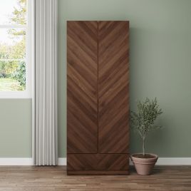 Katania 2 Door Wardrobe with Drawer - Walnut